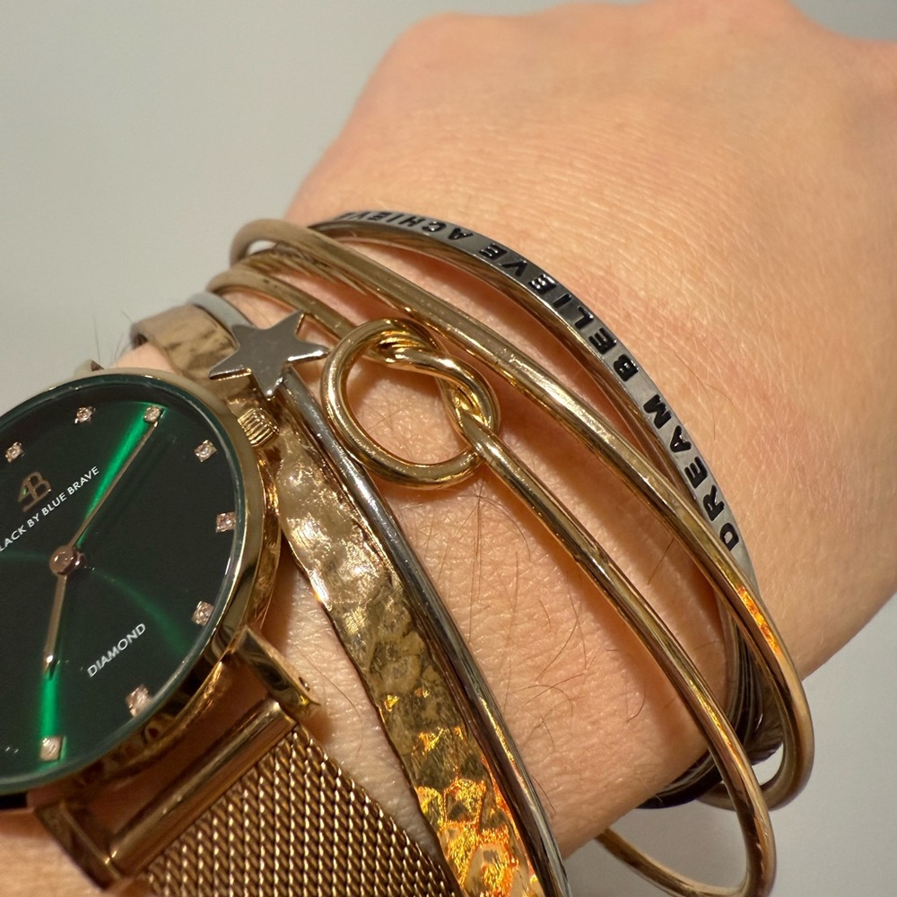Gold and Silver Bangle Bracelet Set